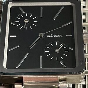 Nixon Black and Silver Multi-Dial Watch